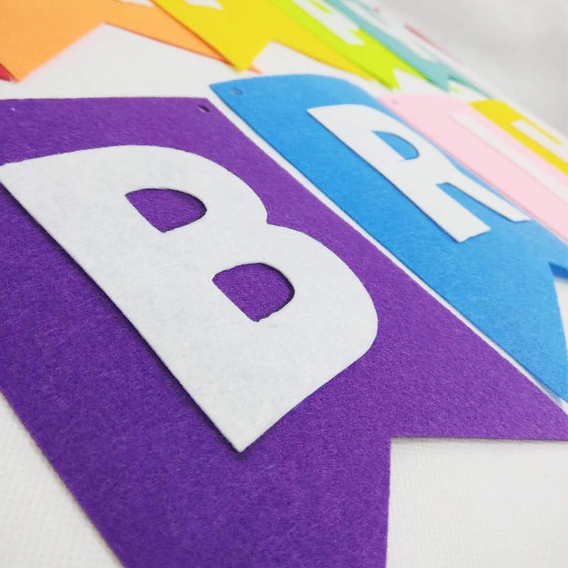 REMASS Rainbow Happy Birthday Banner - Colorful Felt Bunting Party Sign for Decorations and Supplies for Kids, Adults, Boys and Girls - Image 3